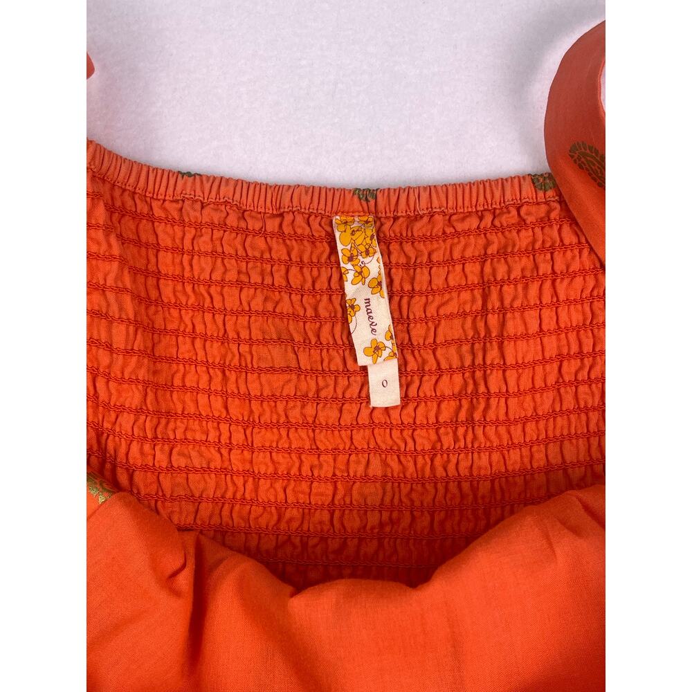 Maeve Anthropologie Orange Gold Indian Paisley 100% Cotton Mini Dress Size 0 - Picture 6 of 12
